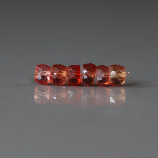 5mm Red Padparadscha Sapphire Beads Rondelle 6 PCs Faceted Genuine Gemstone Beads Jewelry Making Gift September Birthstone