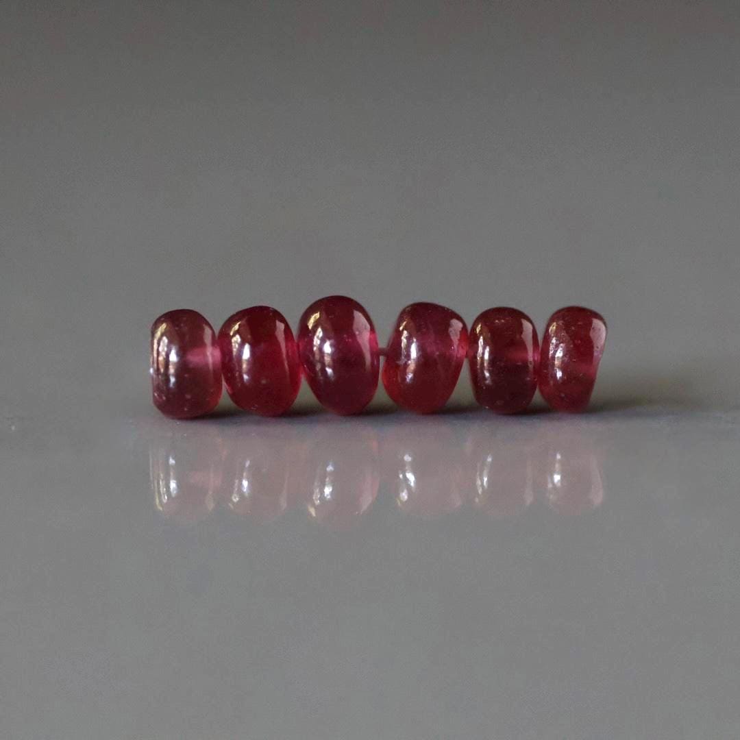 5mm AAA Ruby Rondelle Beads Smooth Natural Ruby Gemstone Beads Gift July Birthstone DIY Jewelry Making Earrings, Necklace Bracelet