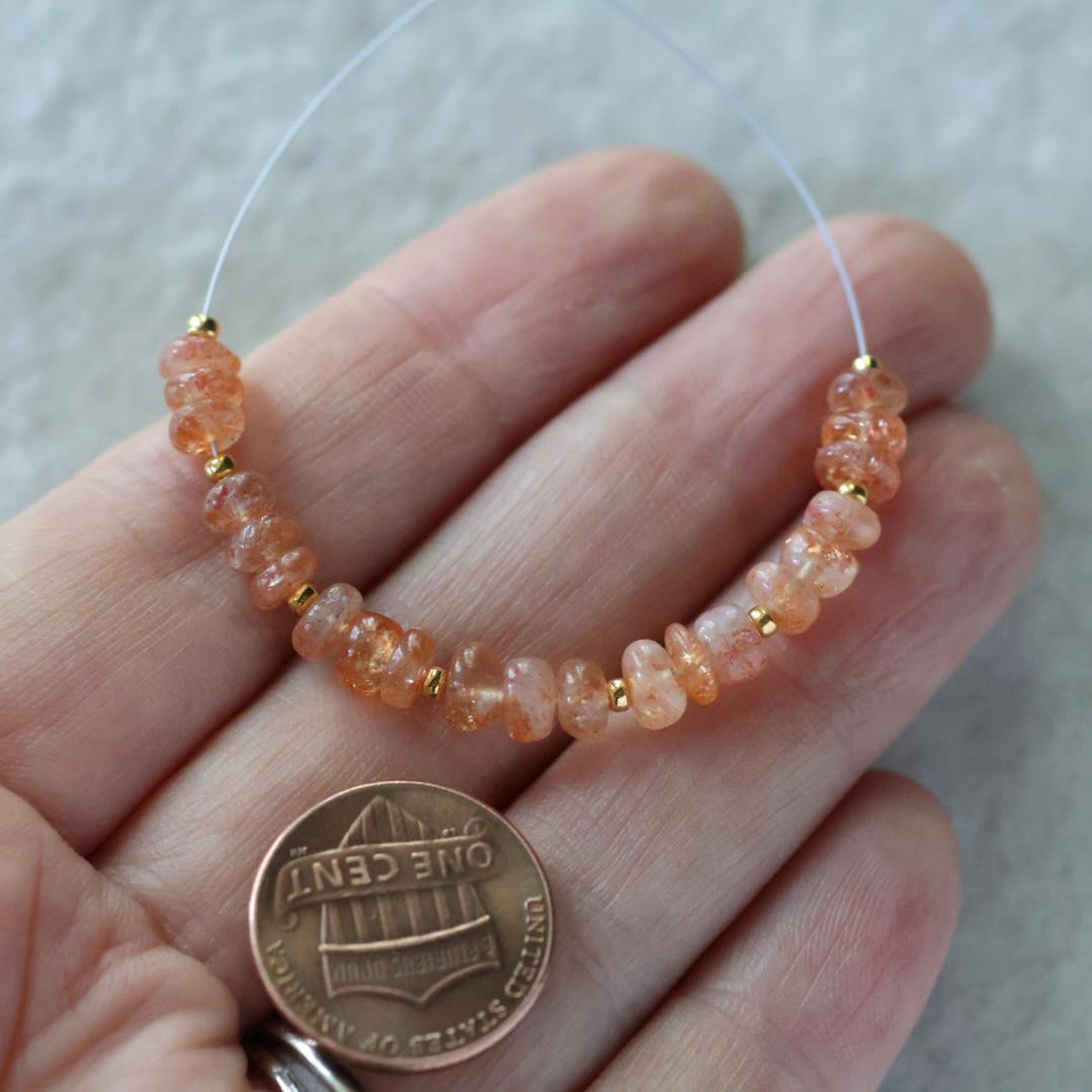 5mm Sunstone Rondelle Beads Smooth Genuine Gemstone Beads for DIY Jewelry Making Earrings Necklace Pendant