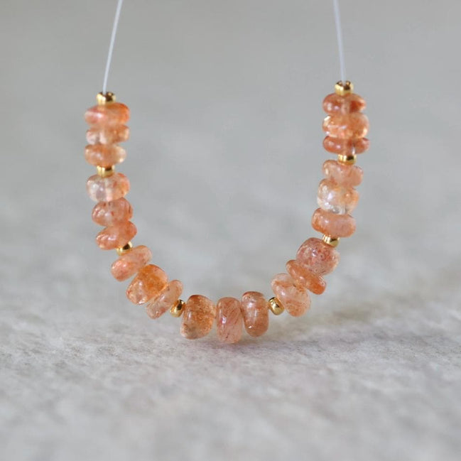 5mm Sunstone Rondelle Beads Smooth Genuine Gemstone Beads for DIY Jewelry Making Earrings Necklace Pendant