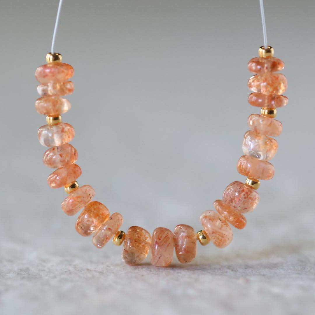 5mm Sunstone Rondelle Beads Smooth Genuine Gemstone Beads for DIY Jewelry Making Earrings Necklace Pendant