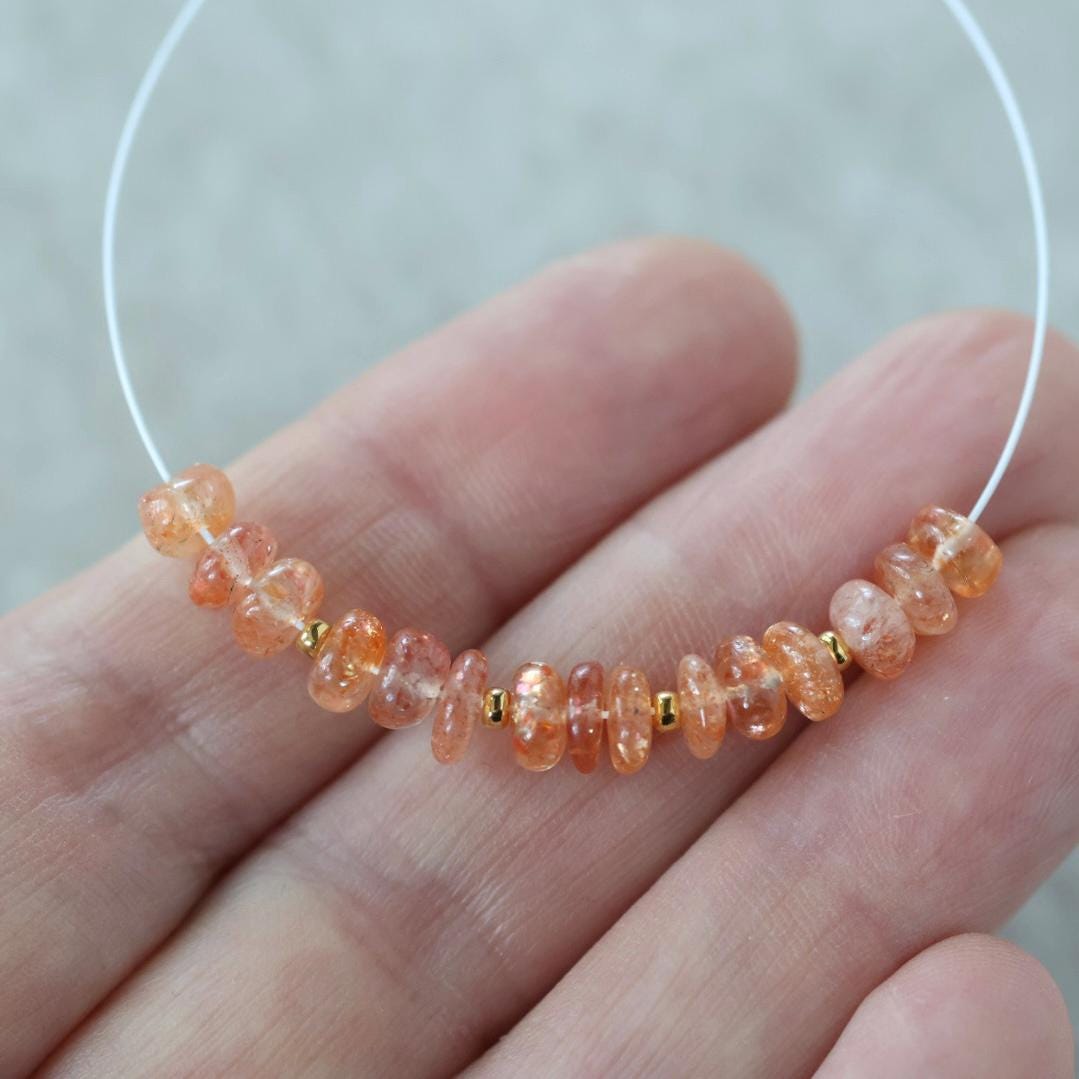5mm Sunstone Rondelle Beads Smooth Genuine Gemstone Beads for DIY Jewelry Making Earrings Necklace Pendant
