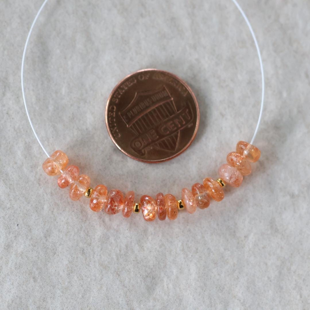 5mm Sunstone Rondelle Beads Smooth Genuine Gemstone Beads for DIY Jewelry Making Earrings Necklace Pendant