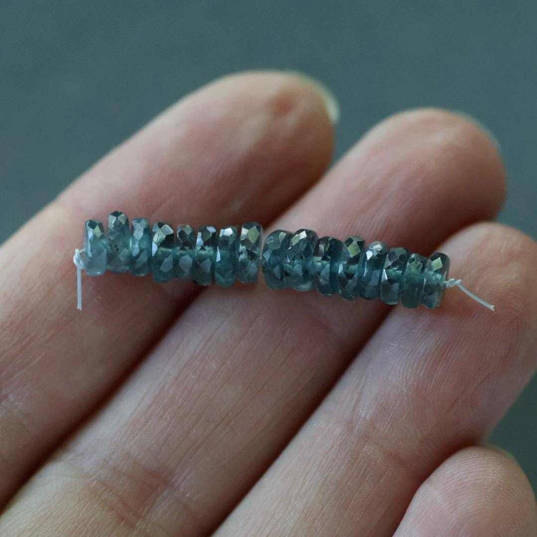 5mm AAA Teal Kyanite Faceted Beads Rondelle Heishi 16 PCs Gemstone Beads Beading Crafter Gift