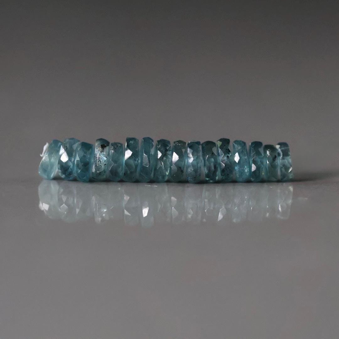 5mm AAA Teal Kyanite Faceted Beads Rondelle Heishi 16 PCs Gemstone Beads Beading Crafter Gift