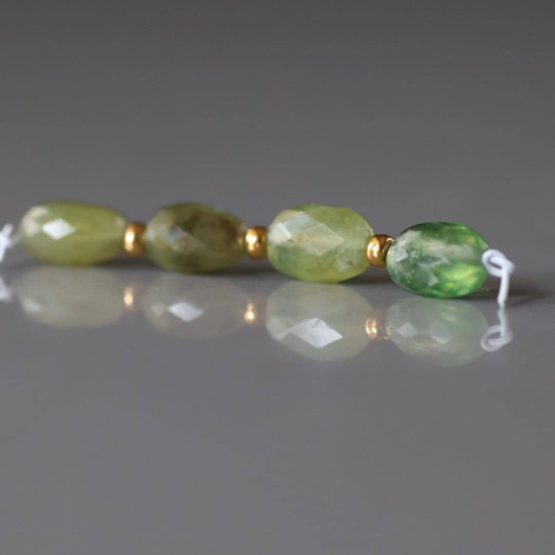 Green Sapphire Bead Oval Faceted 5x7mm Nugget Stone Chunk Gemstone Bead for Jewelry Making Beading Craft Gift Bead