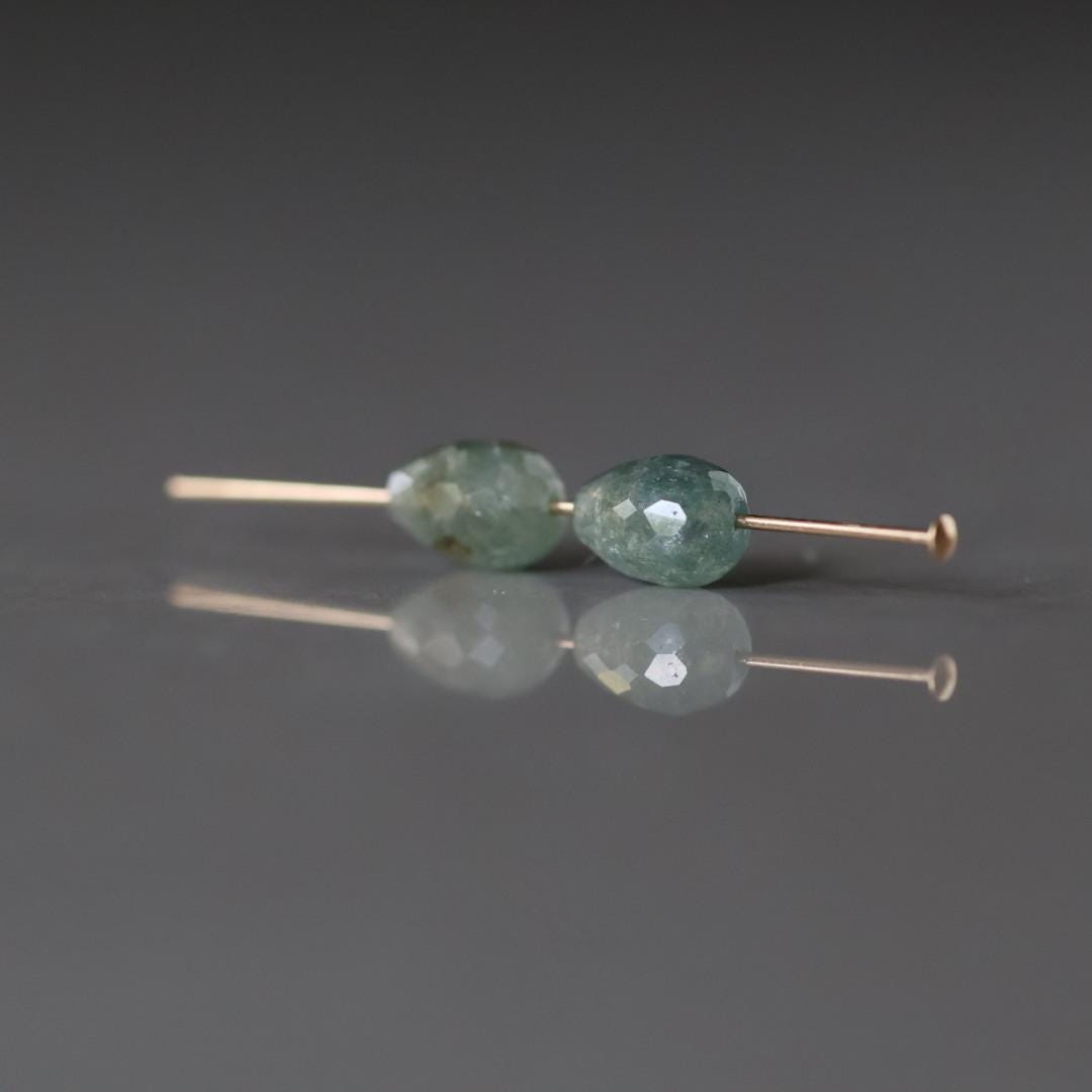 Moss Aquamarine Teardrop Beads Faceted 5x7mm Nuggets Stone Chunk Gemstone Bead Jewelry Making Craft Gift Beads March Birthstone