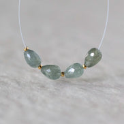 5x7mm Moss Aquamarine Teardrop Beads - Faceted Drops Natural Gemstone