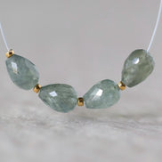 5x7mm Moss Aquamarine Teardrop Beads - Faceted Drops Natural Gemstone