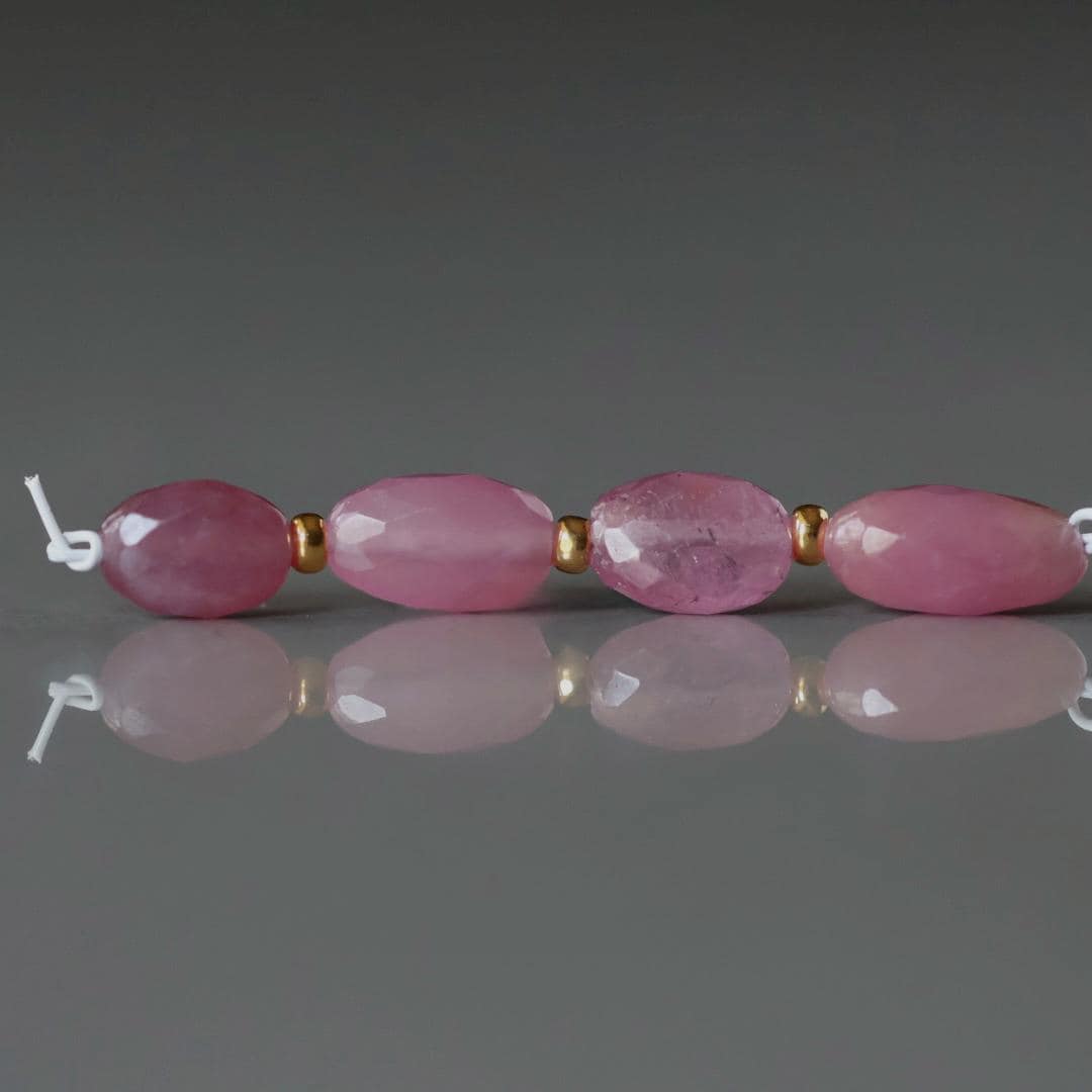Pink Sapphire Bead Oval Faceted 5x7mm Nugget Stone Chunk Gemstone Bead for Jewelry Making Beading Craft Gift Bead