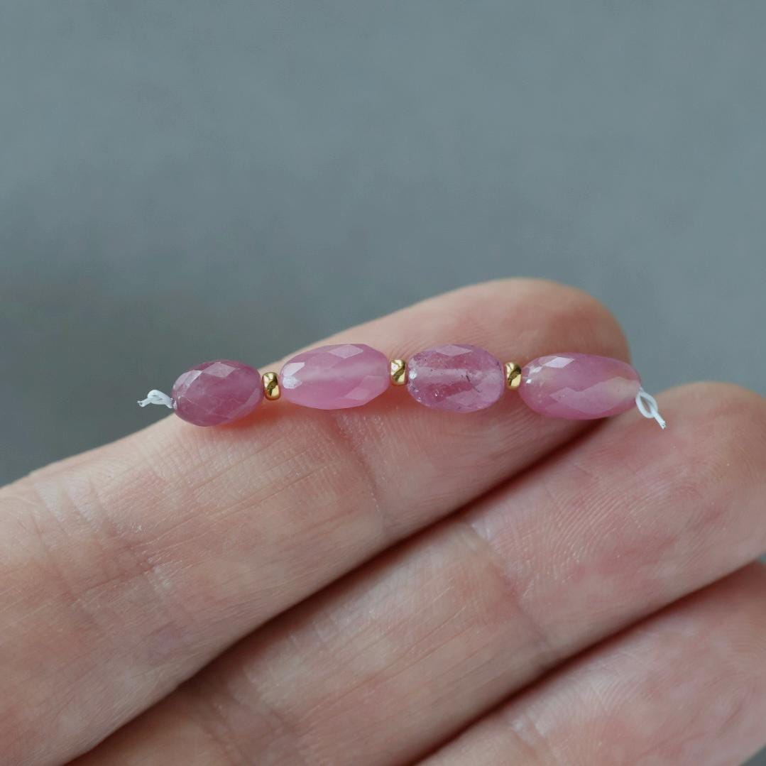 Pink Sapphire Bead Oval Faceted 5x7mm Nugget Stone Chunk Gemstone Bead for Jewelry Making Beading Craft Gift Bead