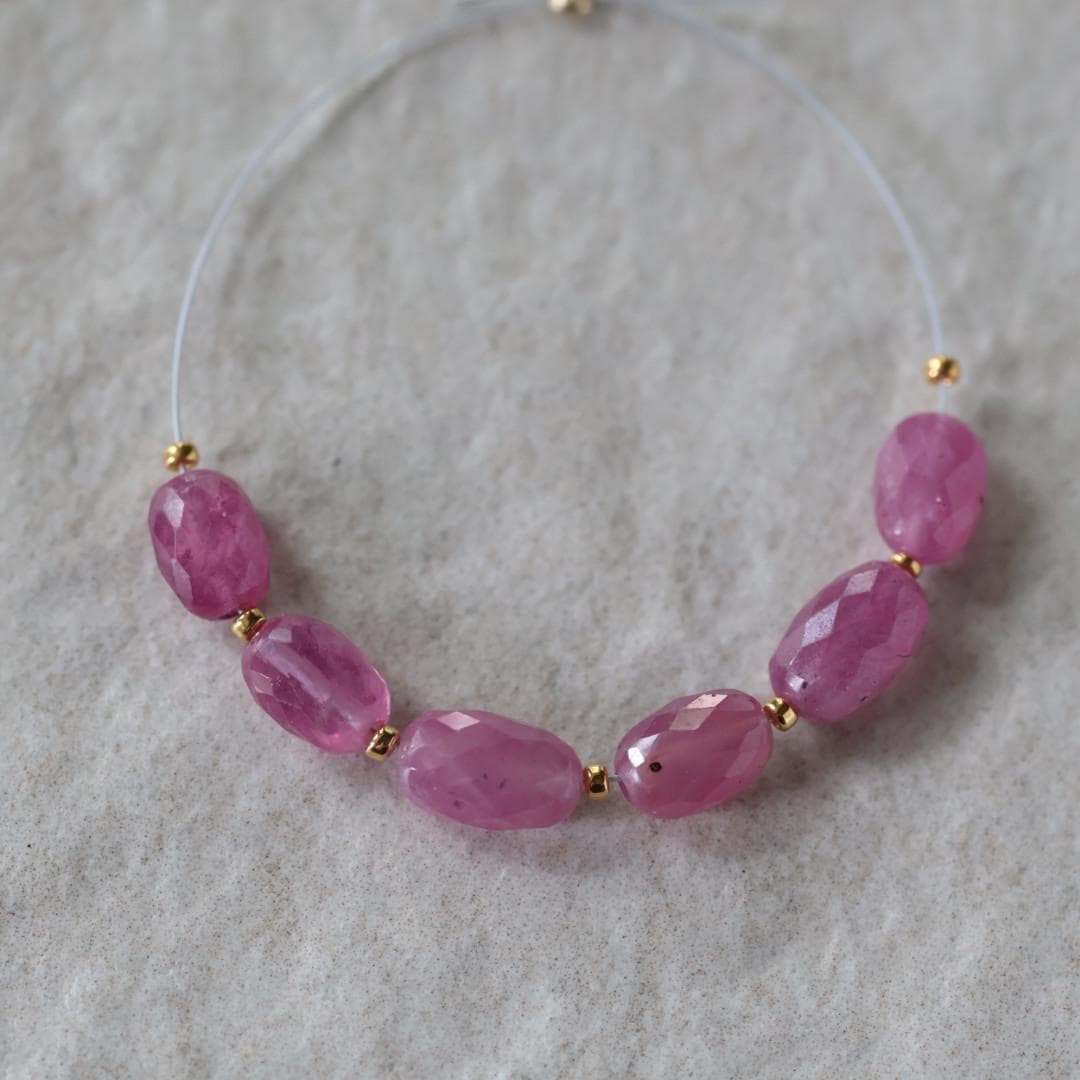 5x7mm Pink Sapphire Beads - Faceted Oval Natural Gemstone