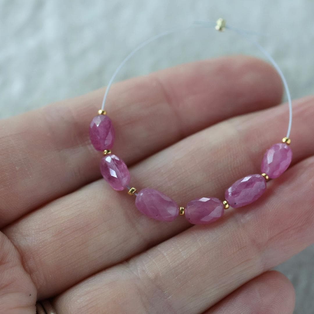 5x7mm Pink Sapphire Beads - Faceted Oval Natural Gemstone