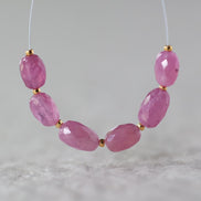5x7mm Pink Sapphire Beads - Faceted Oval Natural Gemstone