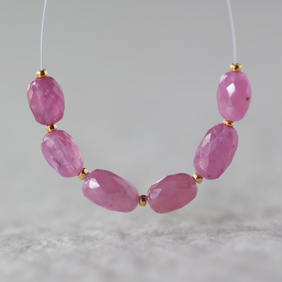 5x7mm Pink Sapphire Beads - Faceted Oval Natural Gemstone