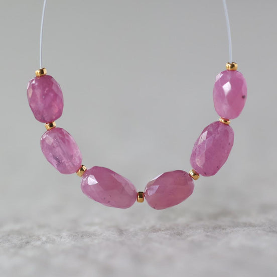 5x7mm Pink Sapphire Beads - Faceted Oval Natural Gemstone