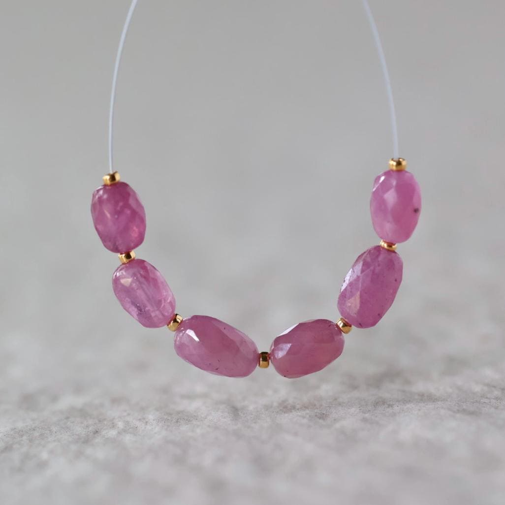 5x7mm Pink Sapphire Beads - Faceted Oval Natural Gemstone