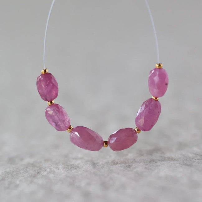 5x7mm Pink Sapphire Beads - Faceted Oval Natural Gemstone
