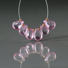 5x7mm Pink Topaz Beads - Faceted Drops Natural Gemstone 6 Pcs