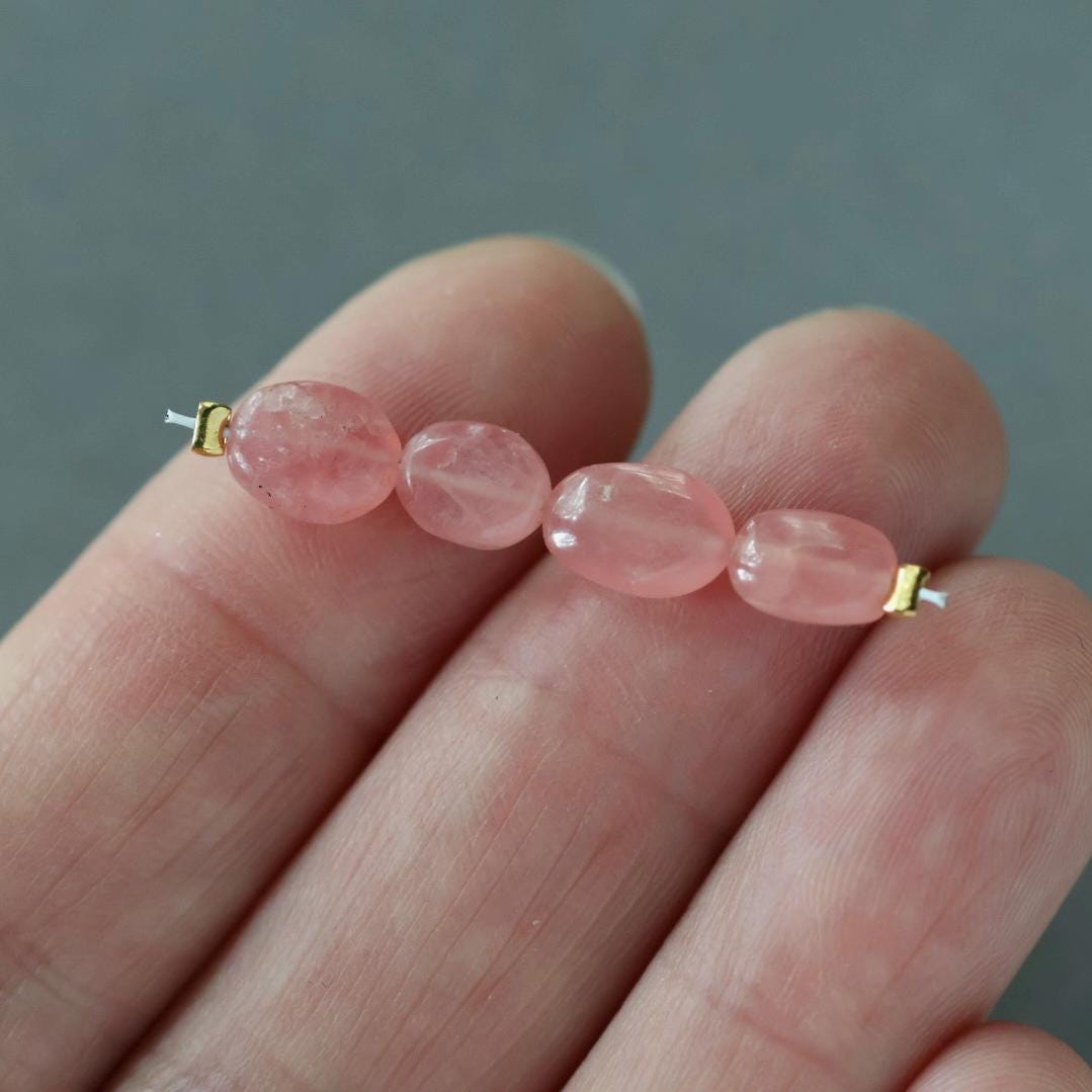 AAA Rhodochrosite Oval Beads Smooth 4 PCs 5x7mm Genuine Peach Gemstone Beads DIY Jewelry Making Gift