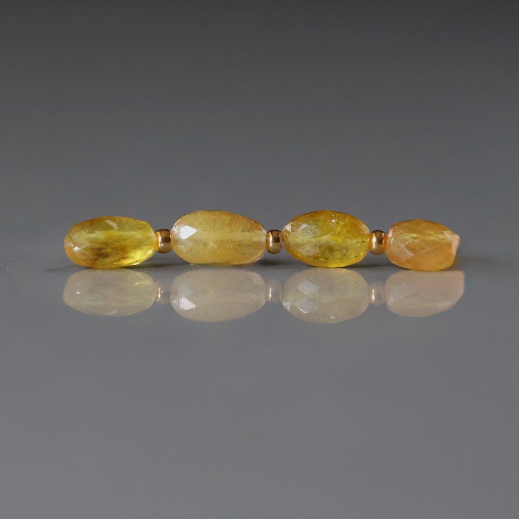 Yellow Sapphire Bead Oval Faceted 5x7mm Nugget Stone Chunk Gemstone Bead for Jewelry Making Beading Craft Gift Bead