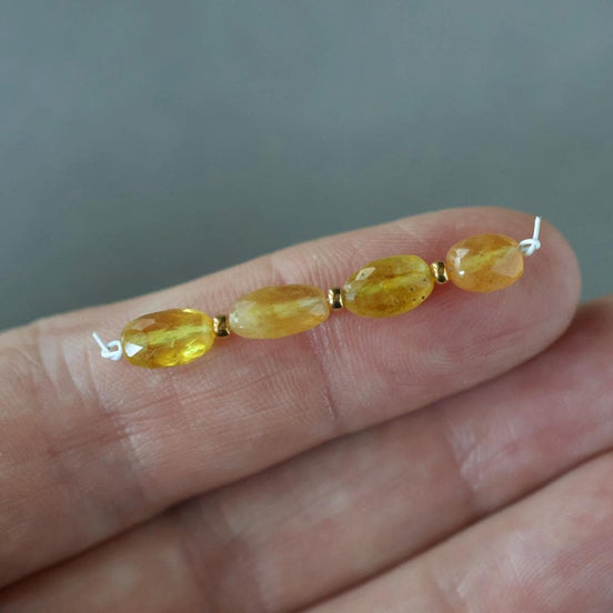 Yellow Sapphire Bead Oval Faceted 5x7mm Nugget Stone Chunk Gemstone Bead for Jewelry Making Beading Craft Gift Bead