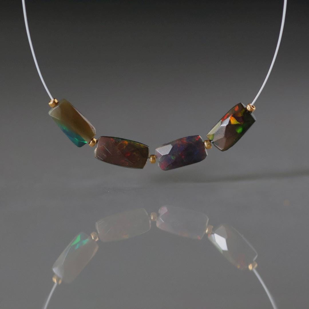 5x8mm Black Ethiopian Opal Rectangle Beads Faceted Flat Natural Welo Opal Genuine Bead DIY Jewelry Making Earrings Supply October Birthstone