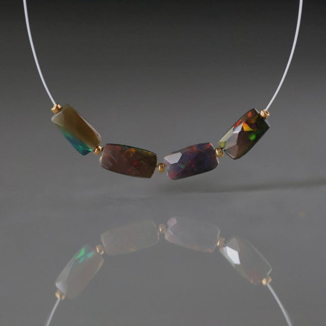 5x8mm Black Ethiopian Opal Rectangle Beads Faceted Flat Natural Welo Opal Genuine Bead DIY Jewelry Making Earrings Supply October Birthstone