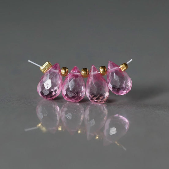 5x8mm Pink Topaz Faceted Briolette Beads Faceted Pear Drops 4 PCs Gemstone Beads DIY Jewelry Making Earrings Pendants December Birthstone