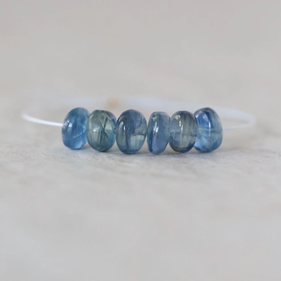 6.5mm AAA Blue Kyanite Rondelle Beads Smooth 6 PCs Natural Gemstone for DIY Jewelry Making