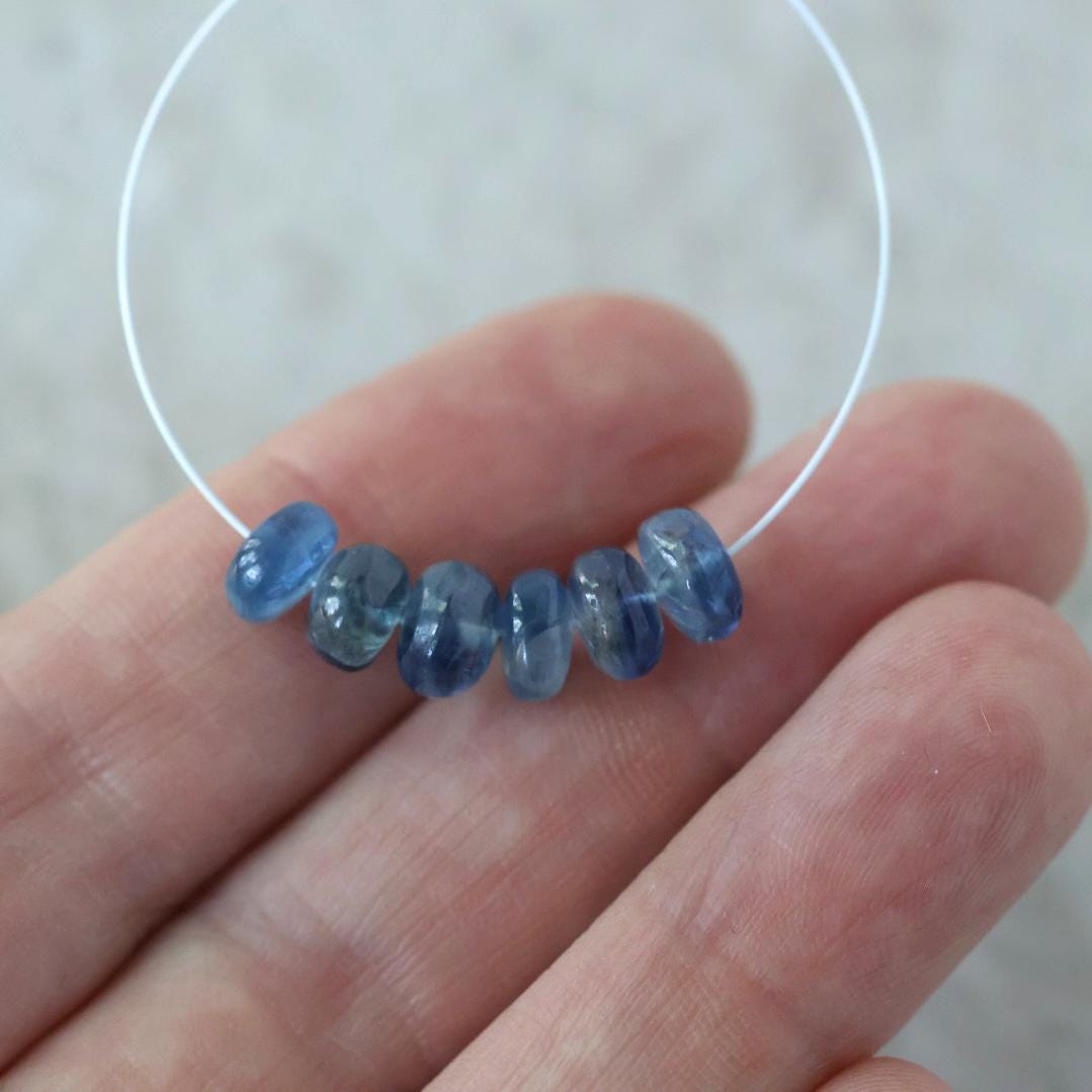 6.5mm AAA Blue Kyanite Rondelle Beads Smooth 6 PCs Natural Gemstone for DIY Jewelry Making