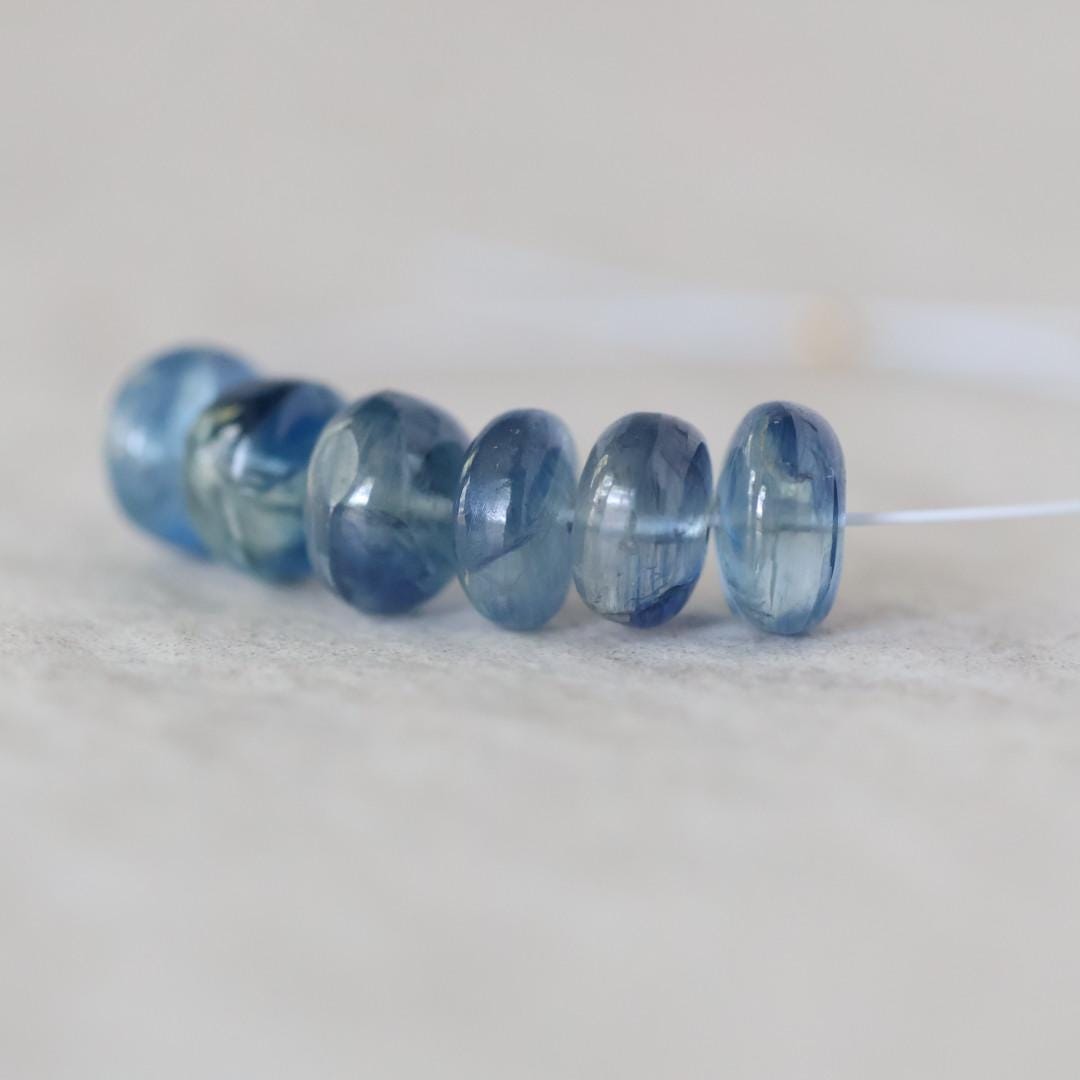 6.5mm AAA Blue Kyanite Rondelle Beads Smooth 6 PCs Natural Gemstone for DIY Jewelry Making