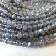 6.5mm AAA Labradorite Smooth Beads Genuine Blue Flash Beads 15