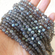 6.5mm AAA Labradorite Smooth Beads Genuine Blue Flash Beads 15