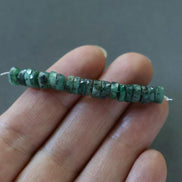 6.5mm AAA Emerald Beads Faceted Heishe Green Gemstone Beads Tyre Natural Emerald Beads 2” Crafter Gift for Jewelry Making May Birthstone