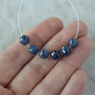 6.5mm Natural AAA Sapphire Beads Faceted Round Dark Blue Sapphire Genuine Gemstone for DIY Jewelry Making