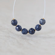 6.5mm Natural AAA Sapphire Beads Faceted Round Dark Blue Sapphire Genuine Gemstone for DIY Jewelry Making