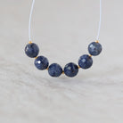 6.5mm Natural AAA Sapphire Beads Faceted Round Dark Blue Sapphire Genuine Gemstone for DIY Jewelry Making