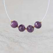 6.5mm Natural Purple Sapphire Beads Faceted Round 4 Pcs Raw Sapphire Gemstone for DIY Jewelry Making
