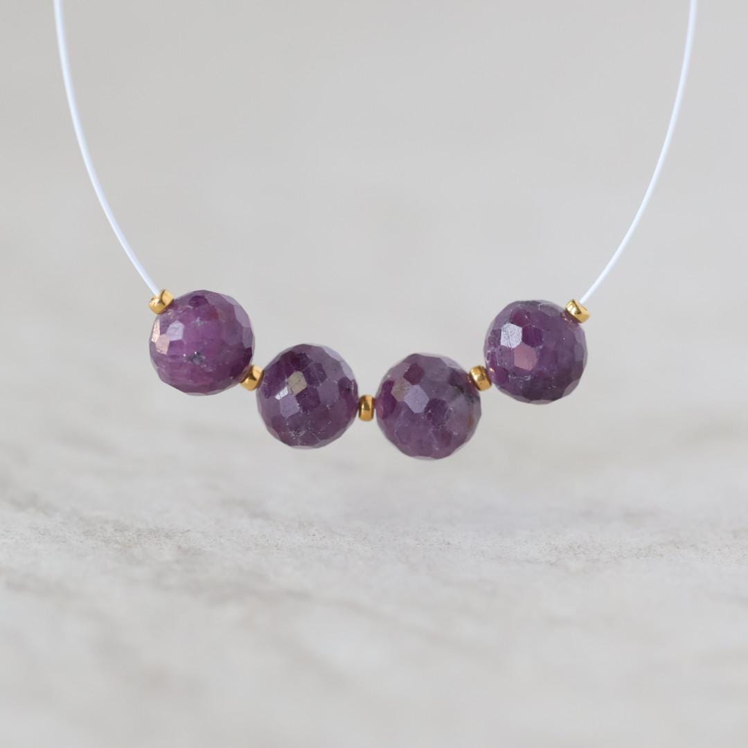 6.5mm Natural Purple Sapphire Beads Faceted Round 4 Pcs Raw Sapphire Gemstone for DIY Jewelry Making