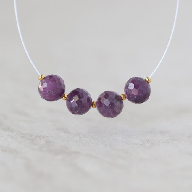 6.5mm Natural Purple Sapphire Beads Faceted Round 4 Pcs Raw Sapphire Gemstone for DIY Jewelry Making