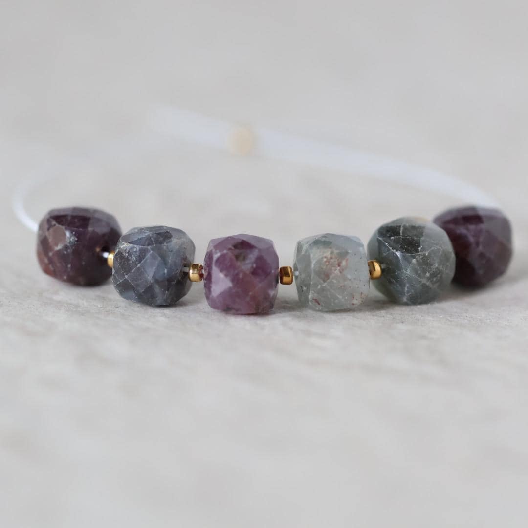 6.5mm Ruby Sapphire Cube Beads Faceted 6 Pcs Raw Colorful Natural Gemstone For DIY Jewelry Making