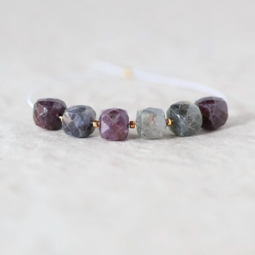6.5mm Ruby Sapphire Cube Beads Faceted 6 Pcs Raw Colorful Natural Gemstone For DIY Jewelry Making
