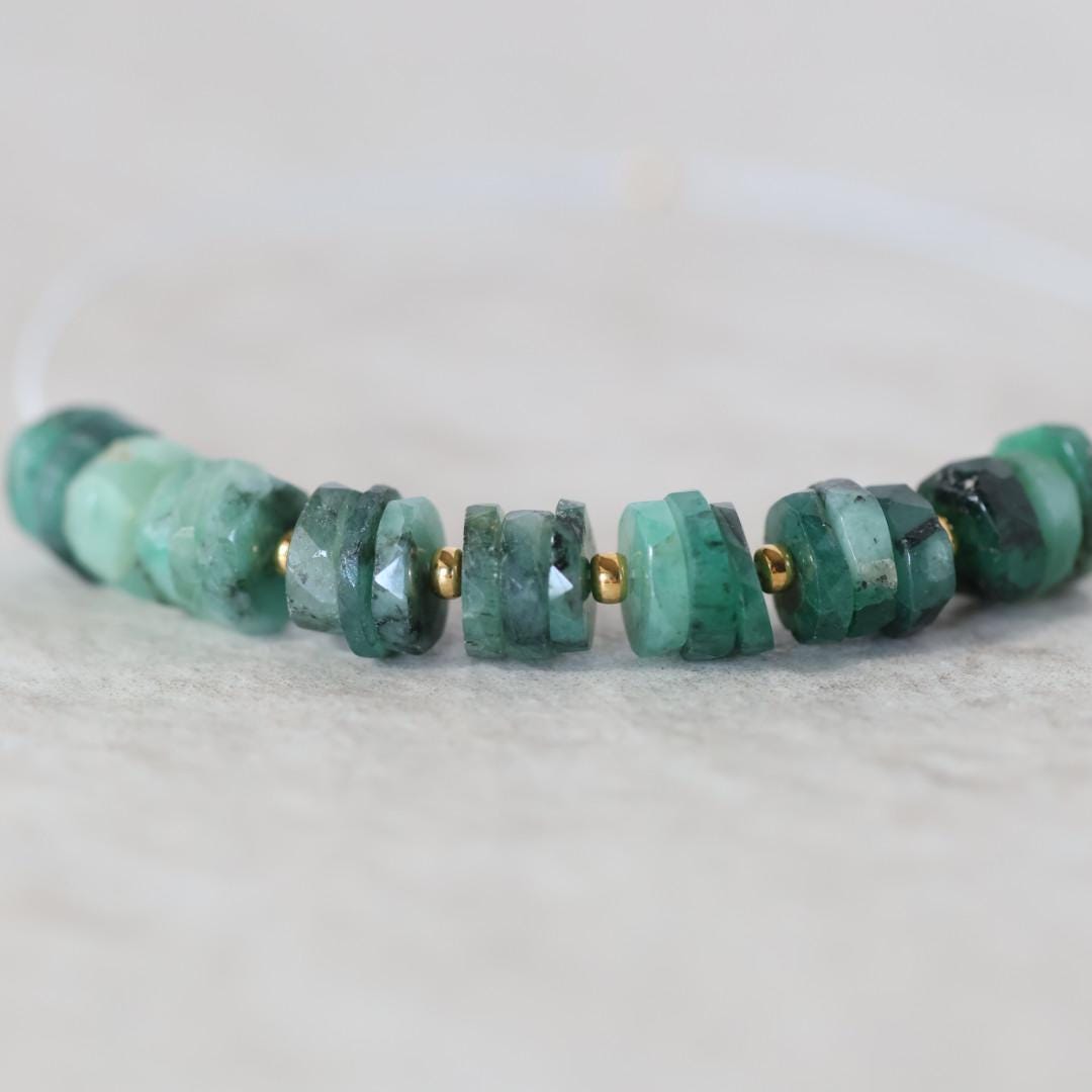 6-7mm AAA Emerald Beads Faceted Heishi Tyre Washer Beads Green Natural Gemstone for DIY Jewelry Making