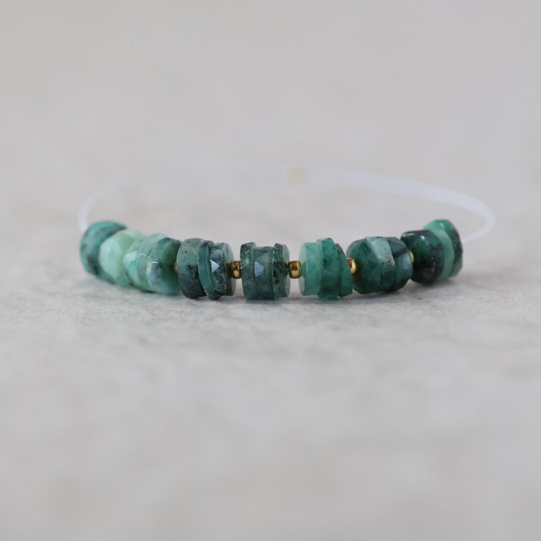 6-7mm AAA Emerald Beads Faceted Heishi Tyre Washer Beads Green Natural Gemstone for DIY Jewelry Making