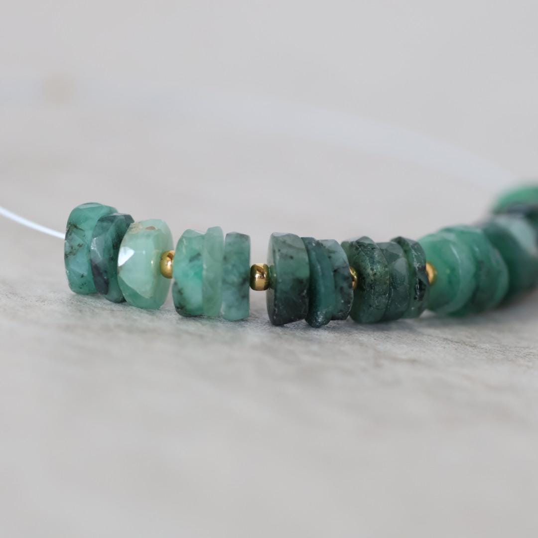 6-7mm AAA Emerald Beads Faceted Heishi Tyre Washer Beads Green Natural Gemstone for DIY Jewelry Making