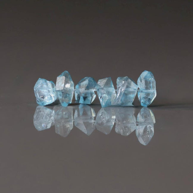 6-8mm AAA Blue Herkimer Diamond Beads 6 PCs Quartz Genuine Gemstone Beads for Jewelry Making Beading Craft Gift April Birthstone