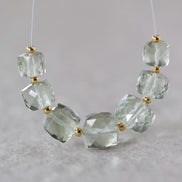 6-8mm AAA Green Amethyst Cube Beads Faceted Prasiolite Transparent Sparkly Natural Gemstone for DIY Jewelry Making Supplies