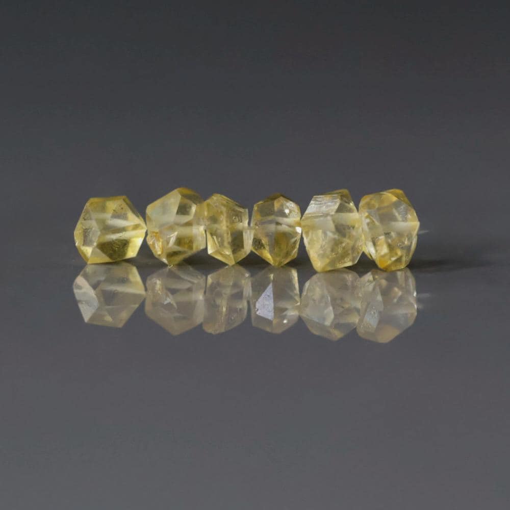 6-8mm Yellow Herkimer Diamond Chip Beads 6 PCs