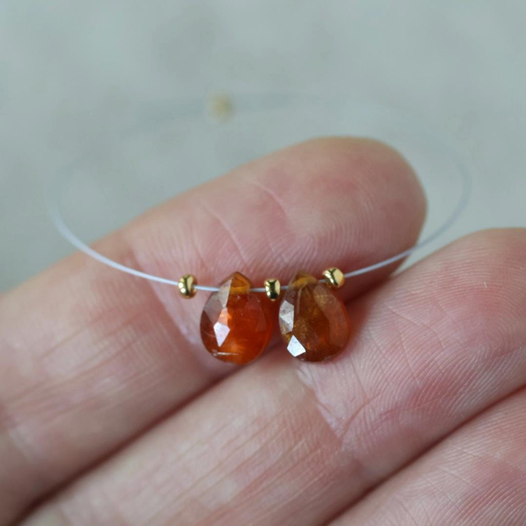 6-8mm Orange Kyanite Briolette Beads Faceted Teardrops Drops Natural Gemstone for DIY Jewelry Making